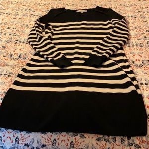 LOFT Black/White stripe sweater dress